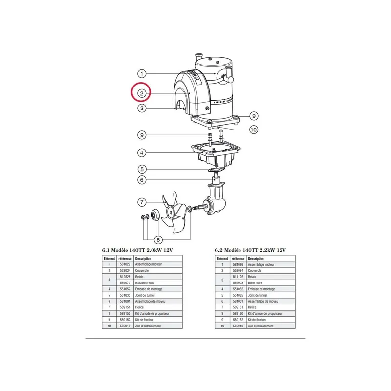 Acheter Direct Relais-Schutzhaube für Propeller Lewmar 185TT 6.0 kW