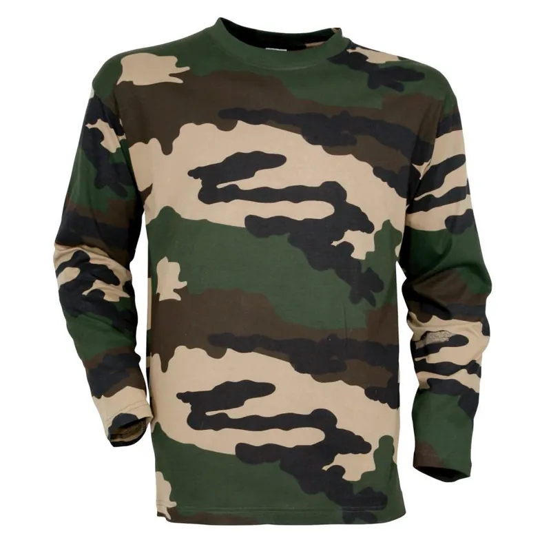 TEE SHIRT MANCHES LONGUES CAMOUFLAGE CE Pas Cher