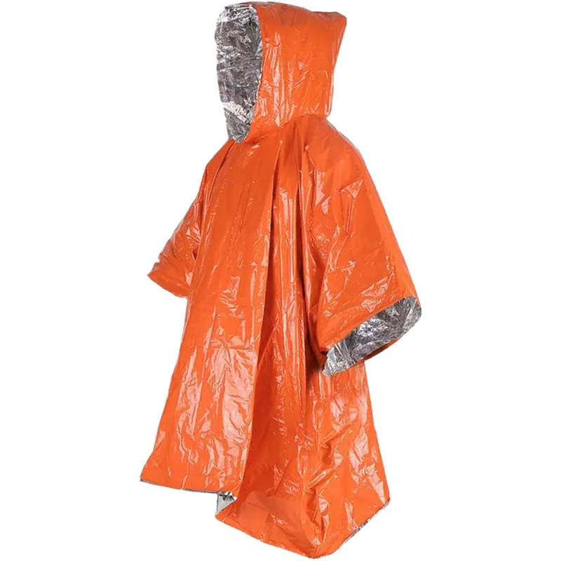 Vente Directe PONCHO DE SURVIE RÉUTILISABLE ORANGE OU KAKI