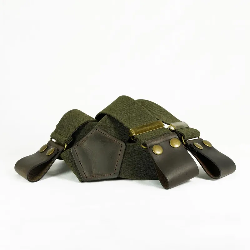 BRETELLES COMMANDO PATTES CUIR KAKI Top Vente