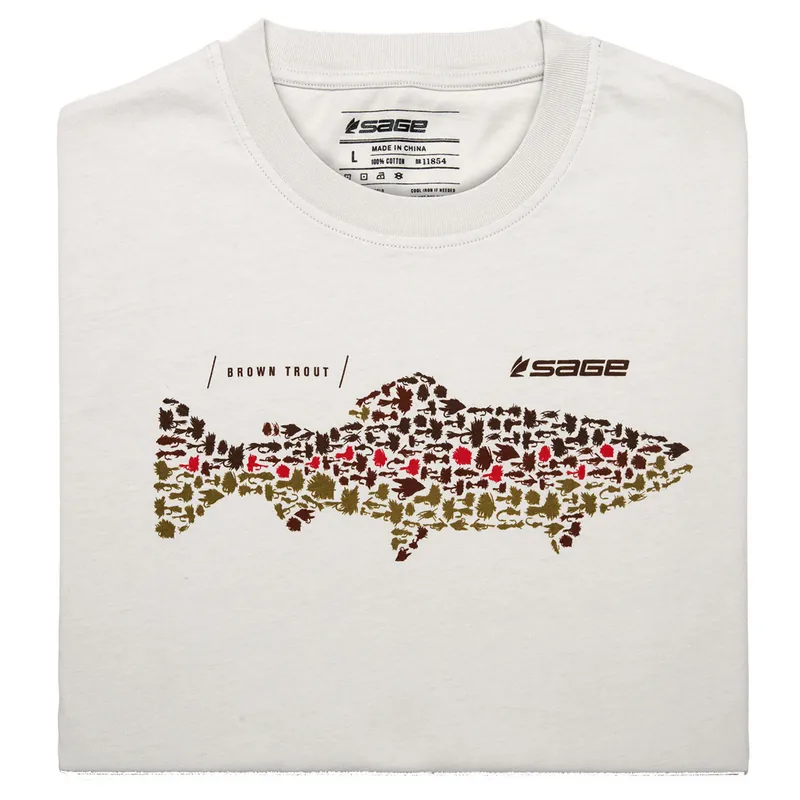 Satisfait Ou Remboursé Sage Brown Trout Flies Tee (1)