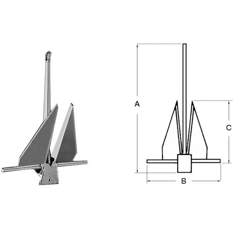 Ancre type danforth acier galvanise 4-6-8 – osculati Nouvelle Collection