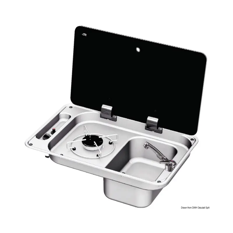 Plan de cuisson droit 1 feu couvercle vitre fume – Osculati Jusqu’à Épuisement Des Stocks