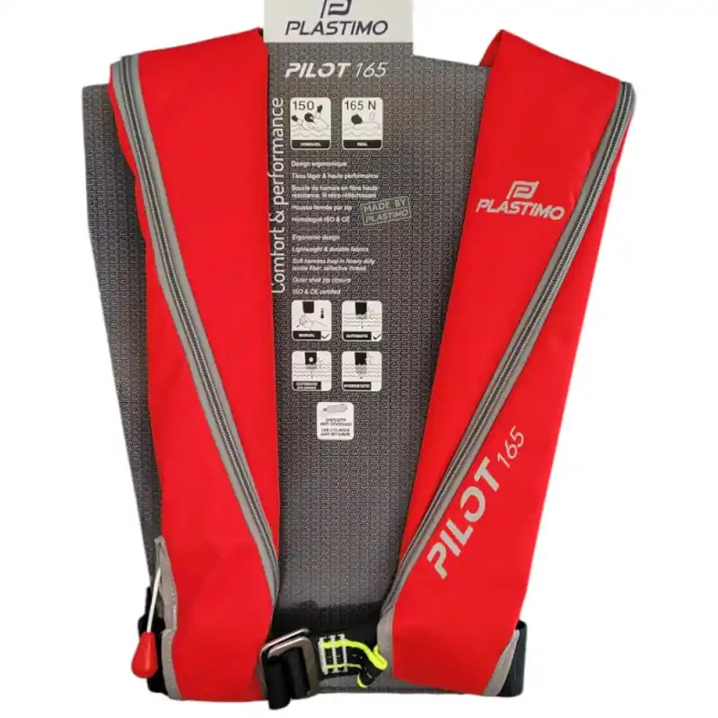 Gilet de sauvetage gonflable automatique sans harnais PILOT 165N rouge – PLASTIMO Commander Maintenant